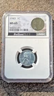 1943 1c Lincoln Steel Wheat Cent NGC MS65 WWII M6 Bazooka Rocket Bag Fragment