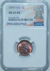 1909 VDB NGC MS65RB Red and Brown Lincoln Wheat Cent