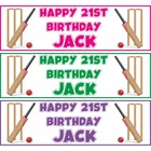 2 x Personalised Cricket Birthday Banner Custom Name Sports Party Decoration