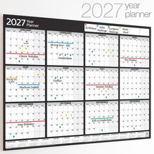 Wall Planner 2027 2028 Calendar Year Chart 12 Months Landscape Calender MON-SUN