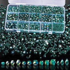 Song Xi 1500PCS Glass Beads for Jewelry Making, Assorted AB Peacock Green