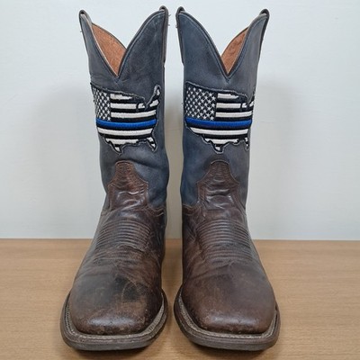 DANPOST THIN BLUE LINE LEATHER SQUARE TOE COWBOY BOOT MEN'S 8.5D
