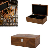 Elegante Schachbox Aufbewahrungskiste f&uuml;r Schachfiguren Walnuss-Furnier 24x15x8