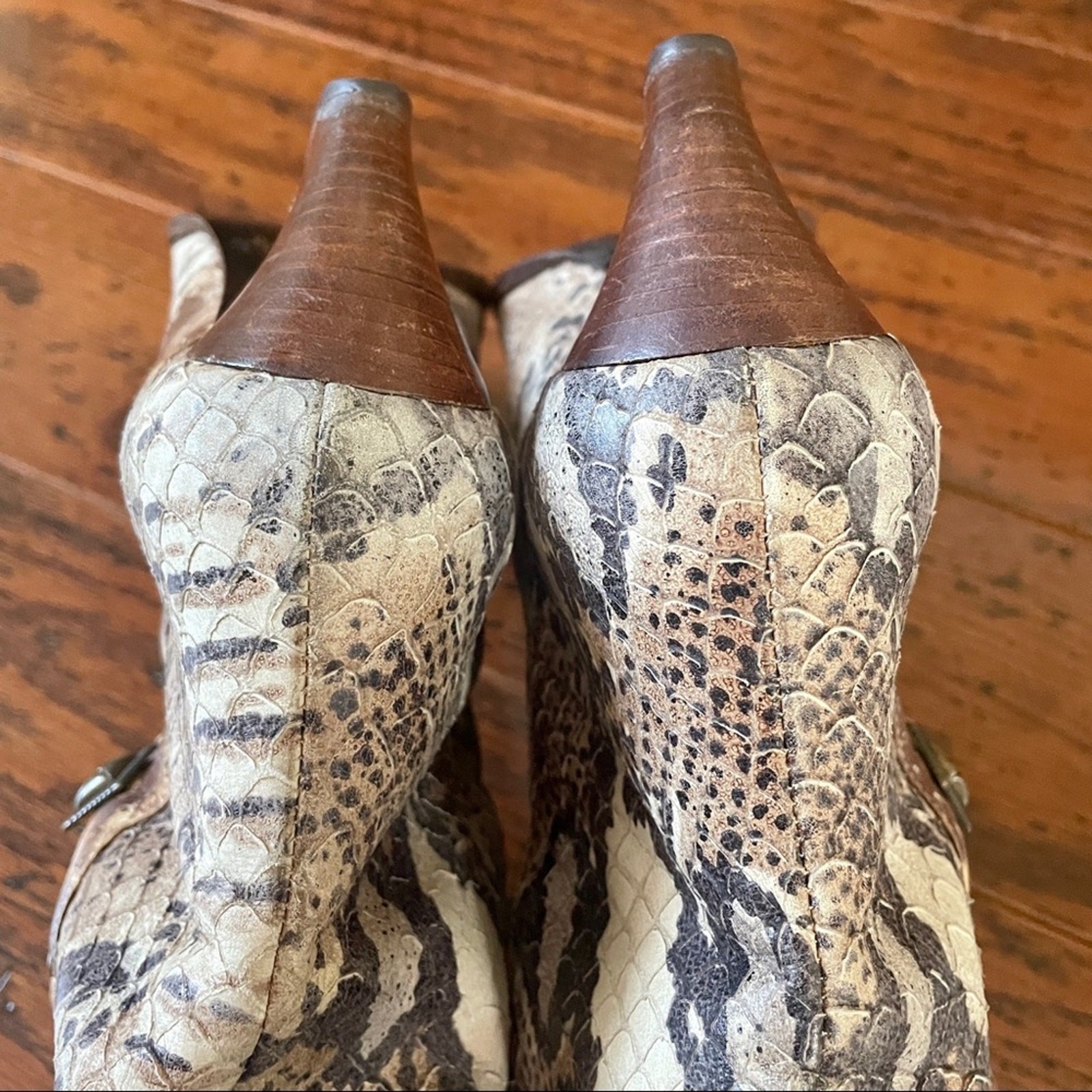 Peter Fox Python Embossed Slouchy Western Boots w… - image 8