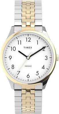Timex Women Easy Reader Stainless steel white dial Expandable bracelet TW2U40400