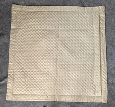 Ralph Lauren Quilted Cotton Argyle Flanged Standard Pillow Sham Beige 26x26