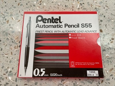 Vintage Pentel Mechanical Pencil S55 0.5mm Black Silver RARE Discontinued Pen