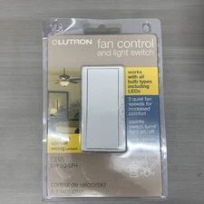 Lutron Diva Fan Control and Light Switch Single Pole DVFSQ-LFH White NEW