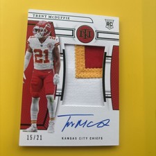 2022 Panini National Treasures Trent McDuffie True RPA Green /21 Auto chiefs  RC