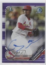 2019 Bowman Chrome Prospect Purple Refractor 166/250 Genesis Cabrera Auto 7m3