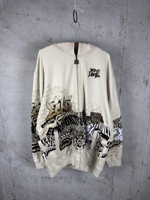 Y2K ECKO UNLTD Grunge Skater Mega Print Skater Graffiti Zip Up Hoodie Hoodie XL