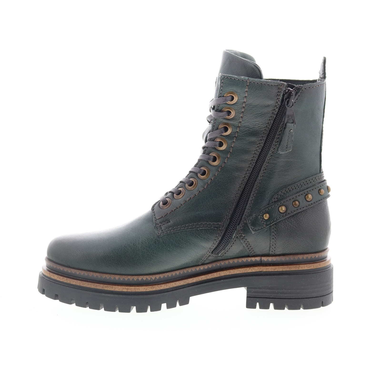 Miz Mooz Draven Womens Green Leather Lace Up Casual Dress Boots