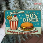 Vintage 1950s Diner Cafe with Burger Tin Metal Signs Home Décor 8x12