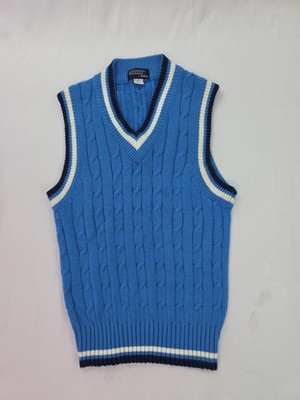 Wilson Tennis Men s Sweater Vest Medium Varsity Stripe Preppy Light Blue Multi