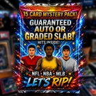 15 Card Mystery Box Sports Cards -Guaranteed Auto Or Graded Slab! NFL NBA MLB!🔥