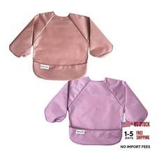 Long Sleeve Bib for Babies Toddlers 2-Pack Small 6-24 Months Taupe Lilac