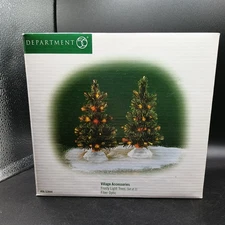Department 56 Christmas Village Accessories 2 Frosty Light Trees Fiber Optic 