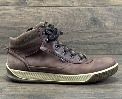 ECCO Boots Mens 46/12 Byway Tred Brown Leather Gore-Tex Casual Outdoor-READ