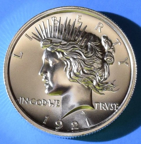 1921 HIGH RELIEF PEACE DOLLAR TRIBUTE 2 TROY OUNCES .999 FINE SILVER – 39MM
