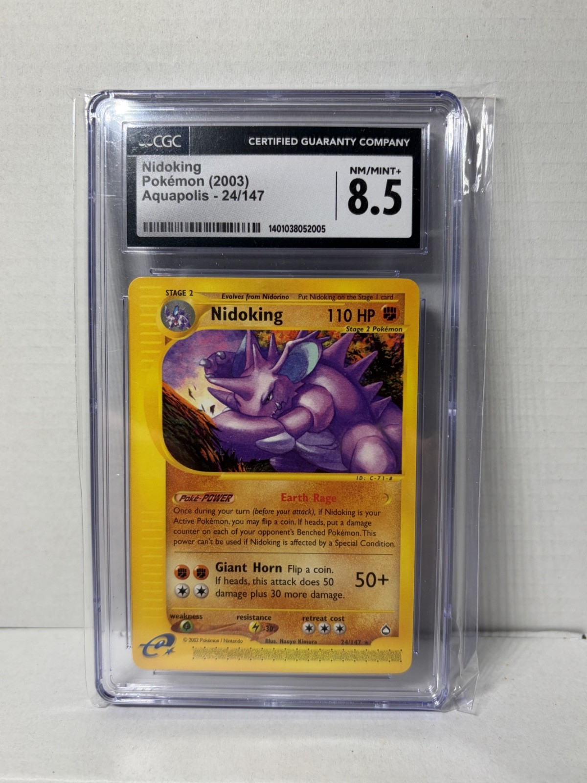 Nidoking Pokemon 2003 Aquapolis 24/147 Regular CGC 8.5 Trading Card