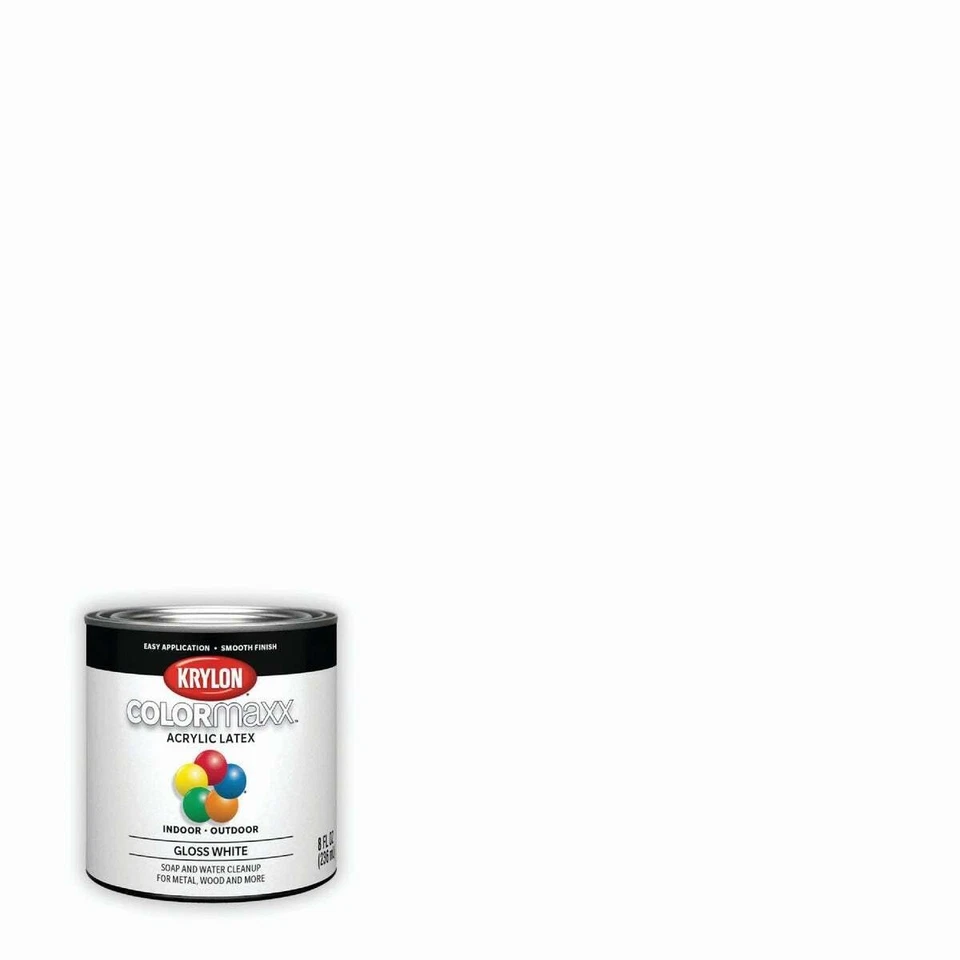 Krylon COLORmaxx Acrylic Latex Brush On Paint Gloss White 8 Fl Oz Pack of 1 - Image 2 of 4