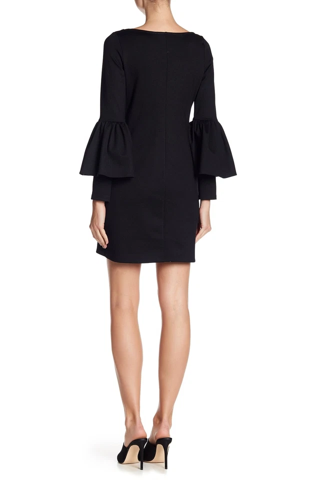 Vestido recto negro manga campana cremallera The Vanity Room 161553 para mujer talla Mediano Foto 3 de 3