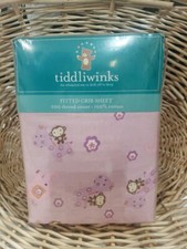 Tiddliwinks Fitted Crib Sheet Pink Jungle Animals 200TC 100 Cotton
