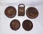 5 Vintage Metal Cast Iron Kitchen Scales Weights 2lb 1lb Round Ring Top