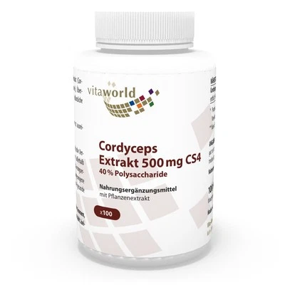 Cordyceps extrait Premium CS4 500mg 100 Capsules Vita World Allemagne