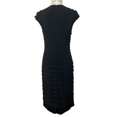 Ralph Lauren Shutter Pleat Stretch Tiered Cocktail Dress Size 4 Black | eBay