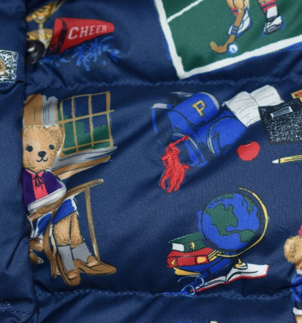 Giacca Ralph Lauren 24M nuova con etichette bambina orso navy piumino d'anatra cappuccio zip tasche pony