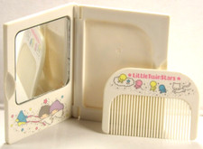 Vintage 1976 Sanrio LITTLE TWIN STARS Comb  Mirror Pocket Set Probably 1980s