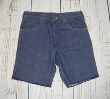 VTG 50s 60s SANFORIZED DENIM CUT OFF Jean Shorts 34" Waist HONG KONG PIN UP RAW