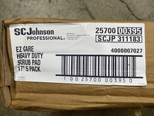 (5 PACK) SCJohnson Pro EZ Care 17" Heavy Duty Scrub Pads 311183 RED floor buff