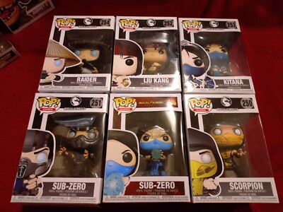 6x Funko Pop Mortal Kombat Rare Scorpion Subzero Raiden Liu Kang Kitana NEU Set