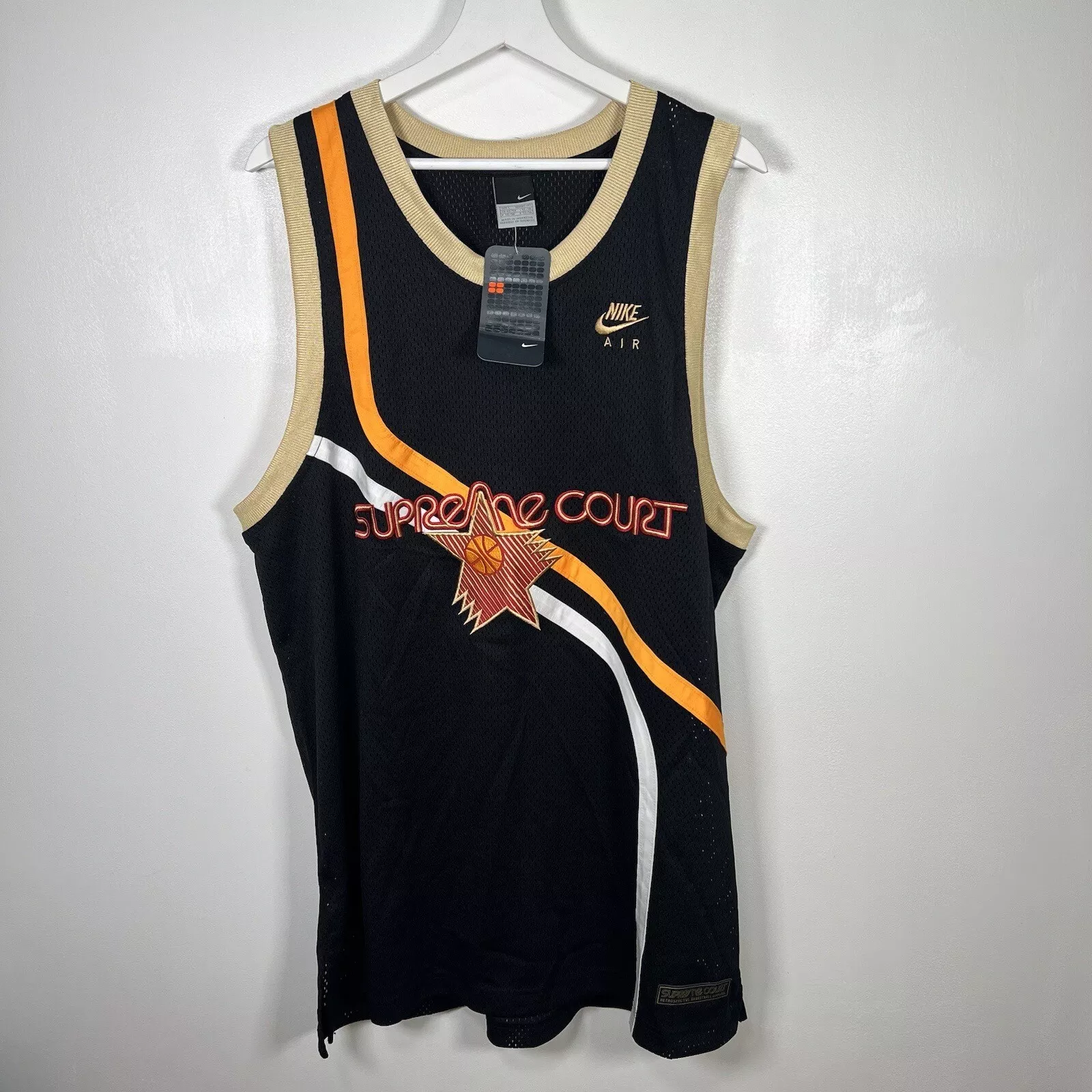 Gilet maillot de basket ball Nike Air Supreme Court grand surdimensionné vintage Deadstock
