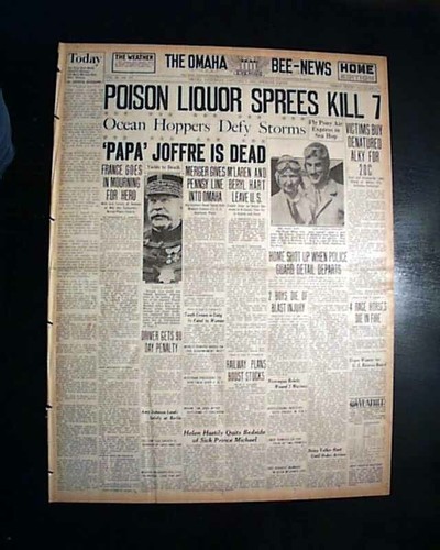 MARSHAL JOSEPH JOFFRE World War I French General v. Germans DEATH 1931 Newspaper - 第 4/5 張圖片