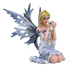 Ebros Frozen Blonde Frost Flake Wings Fairy Holding Spring Flowers Figurine
