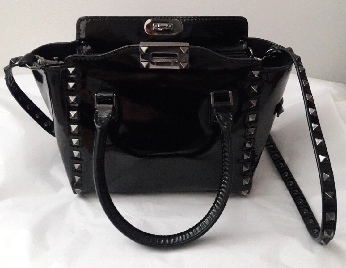 Rockstud Patent Leather Clutch