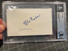 1968 ELIA KAZAN FILM AND STAGE DIRECTOR SIGNED CUT ON INDEX CARD BECKETT SLABBED