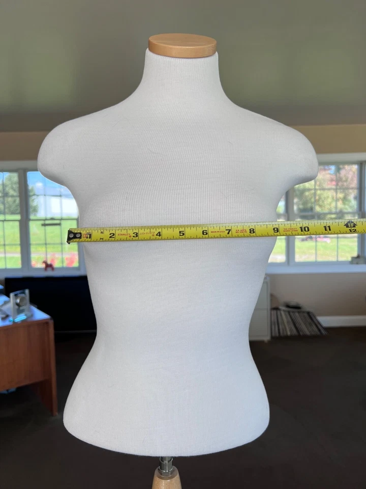 Dressmaker Seamstress Dress Form Ivory Mannequin Size 8 Wood Base Female - Image 2 of 4