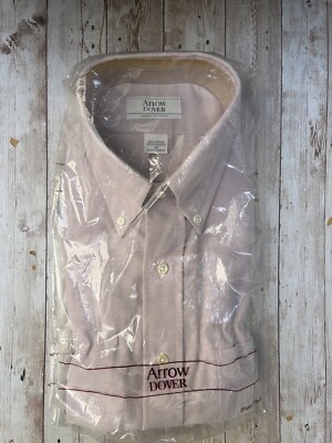 Arrow Mens Size 15 Pink Short Sleeve Button Front Shirt New Old Stock Free Ship