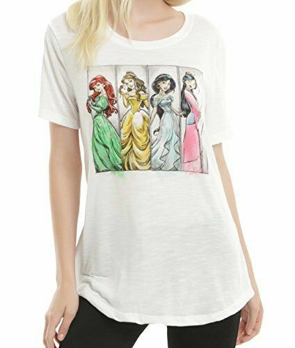 Weißes T-Shirt Arielle, Belle, Jasmin und Mulan Prinzessinnen Panels Junior - Bild 1 von 1