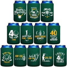 12 Pack Funny Golf Themed Can Coolers Reusable Neoprene Beer Sleeve Bulk Ther...