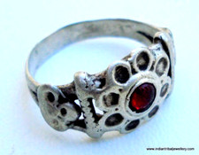 VINTAGE ANTIQUE TRIBAL OLD SILVER RING RAJASTHAN INDIA
