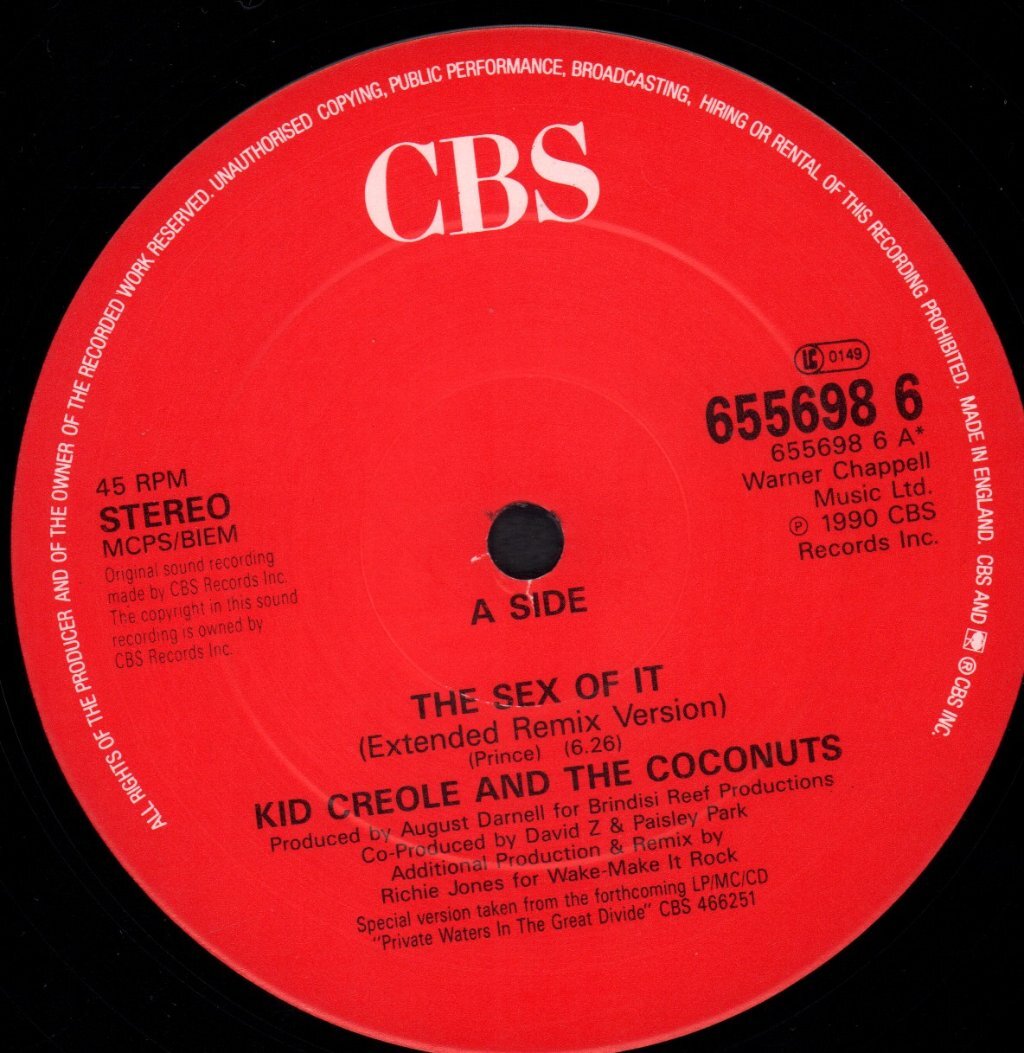 Kid Creole and the Coconuts Sex of It 12" vinyl UK Cbs 1990 with pic