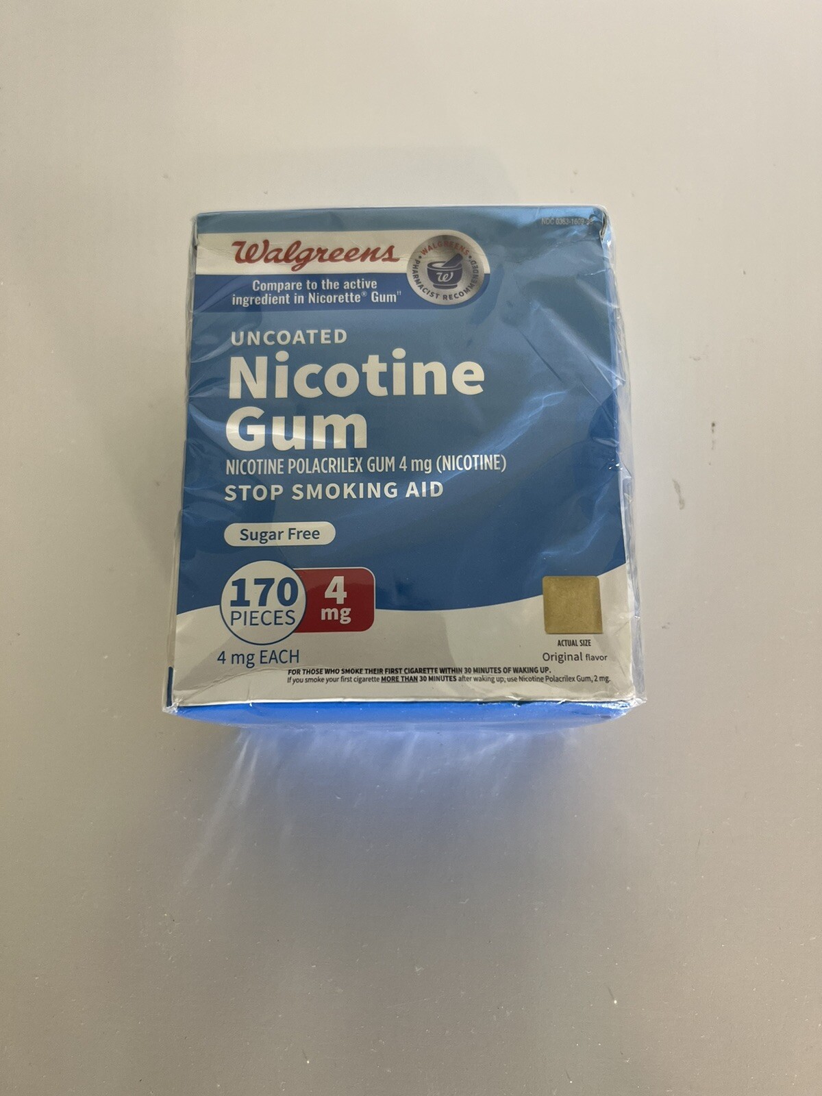 Walgreens Nicotine Gum, 4mg Original 170 Counts. Exp 5/26. 311917067292