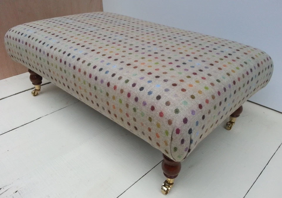 New Large Footstool. ANY 100% Wool Abraham Moon Tartan Fabric Choose Legs & Size - Image 3 of 4