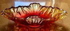 Vintage Red & Orange Marigold Carnival Glass Bowl Centerpiece~15"~381