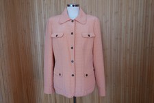 Elegance 100% Silk Jacket - Quilted - Pastel Apricot - Silk Lined. Uk 14 Vgc